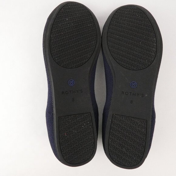 Rothy's Shoes Womens 8 The Flats Navy Blue Knit Round Toe Slide On Flats - Picture 9 of 14
